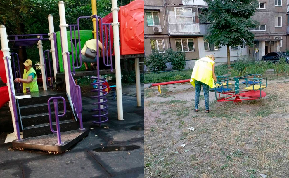 «Екологія-Д» оновила гойдалки та каруселі у дворах міста